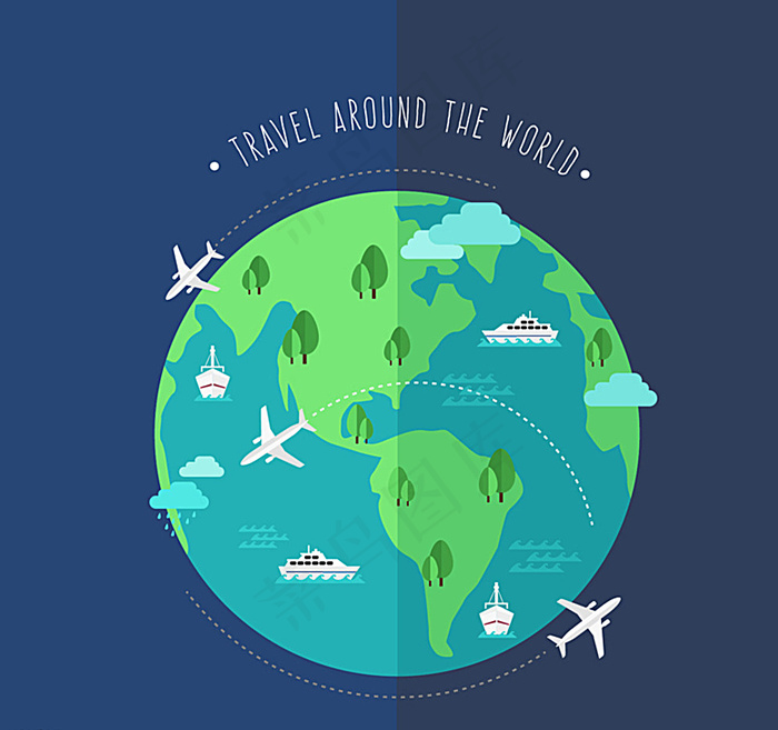 环球旅行地球插画图片
