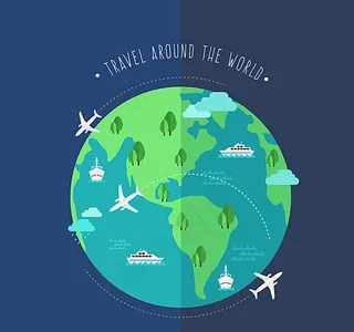 环球旅行地球插画图片