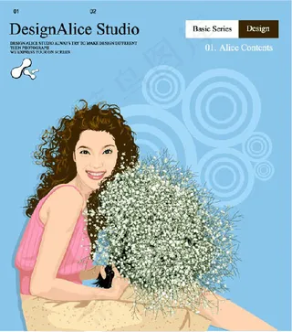 韩式插图美女的女孩