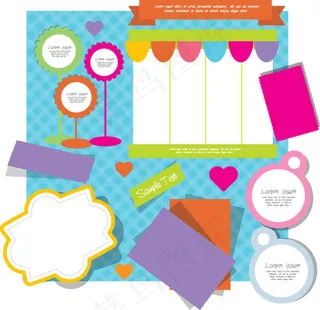 多彩贴纸标签设计矢量素材