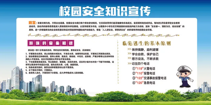 校园安全知识宣传文化墙(7087X3543(DPI:300))psd模版下载