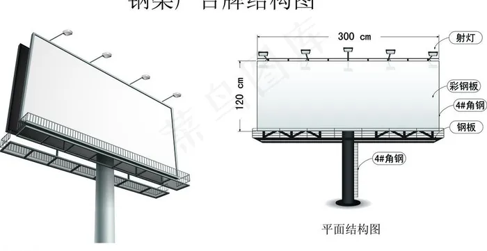 广告钢架结构图图片ai矢量模版下载