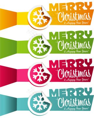 圣诞节彩色折纸标签矢量图 AI