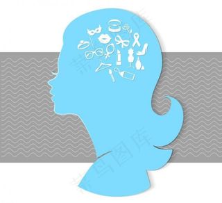 女性剪影 少女 矢量图片