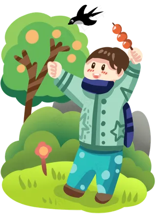 男孩稀缺糖葫芦