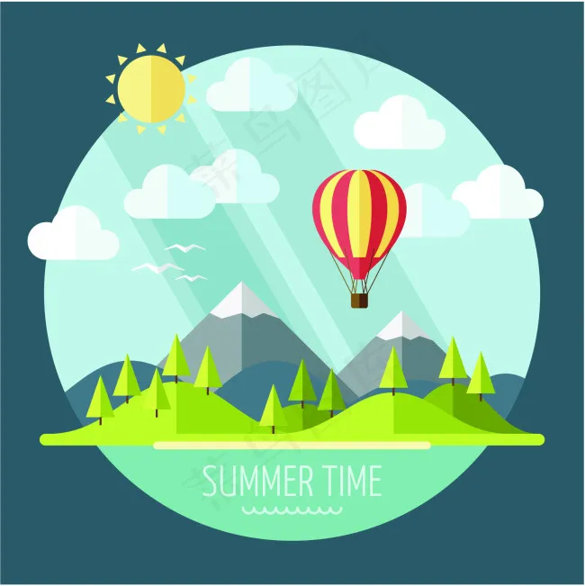 上升的热气球eps,ai矢量模版下载