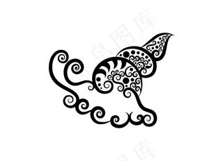 海螺田螺剪影剪纸插画动物素材