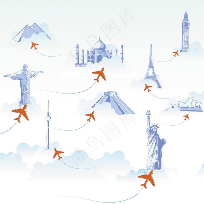 环球旅行主题矢量图