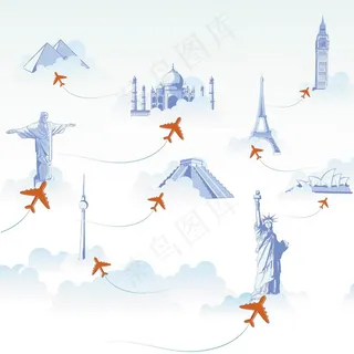 环球旅行主题矢量图