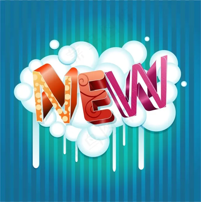 逼真的牛奶英文立体字母NEWcdr矢量模版下载