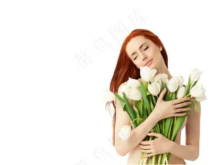 高清淡雅美女PPT背景