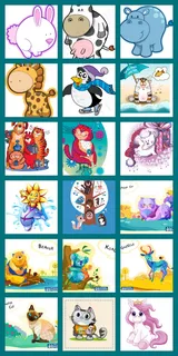 可爱小动物创意手绘卡通动物集合矢量...