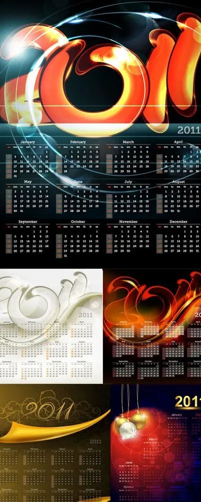 2011年超炫日历矢量素材eps,ai矢量模版下载