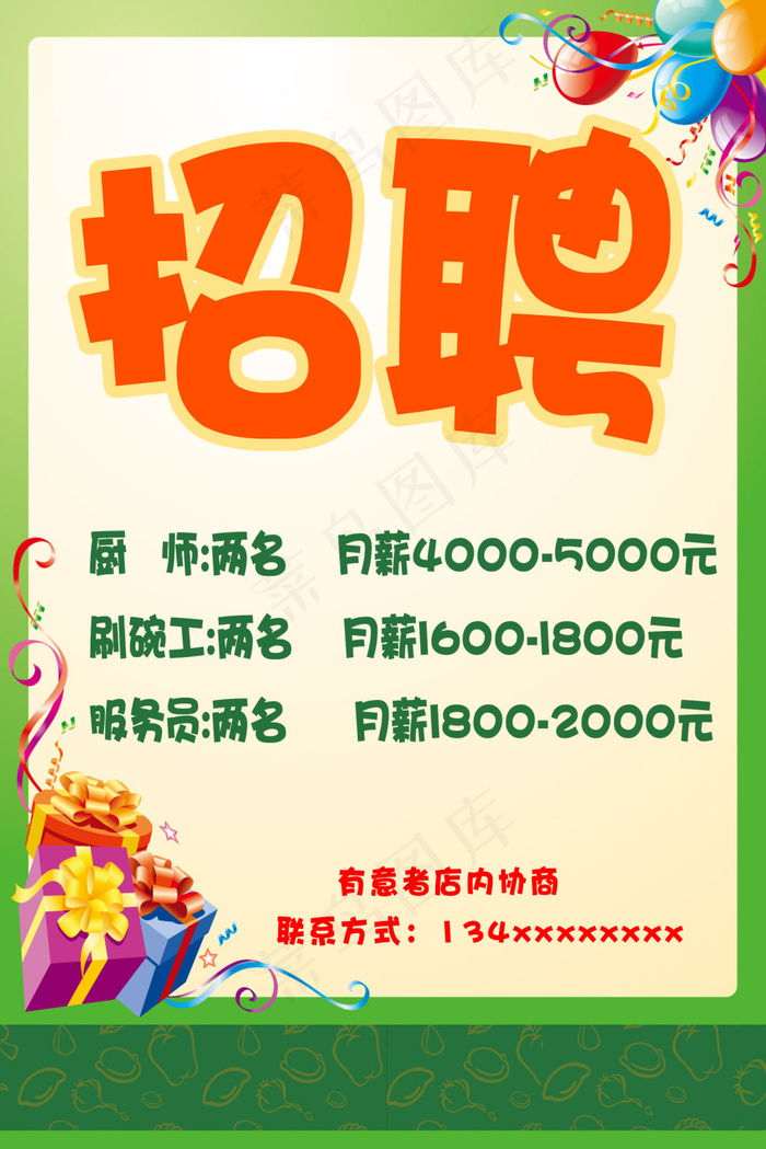 餐饮招聘psd模版下载