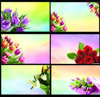 唯美鲜花花卉背景名片卡片设计PSD素材