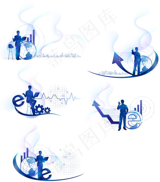 商务人士剪影科技元素矢量图ai矢量模版下载