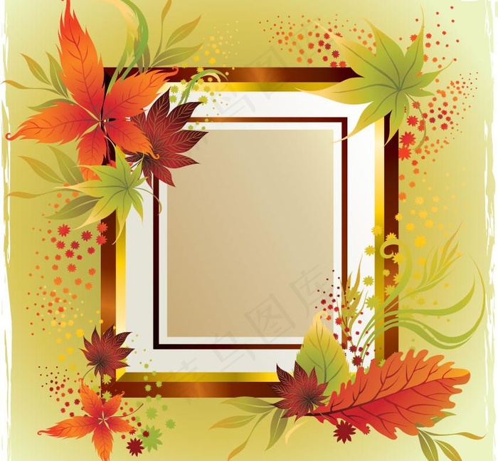 秋天的枫叶花纹 相框 边框图片