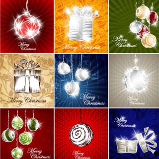 手绘圣诞节礼物挂饰矢量素材