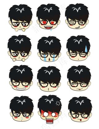 矢量卡通可爱男孩表情