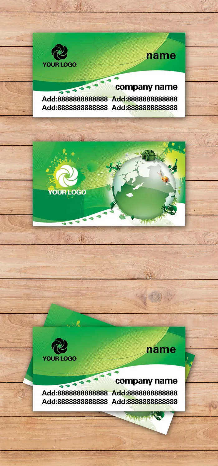 绿色环保名片psd模版下载