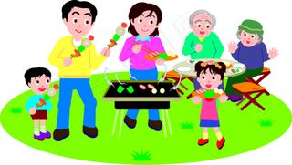 全家人烧烤矢量素材