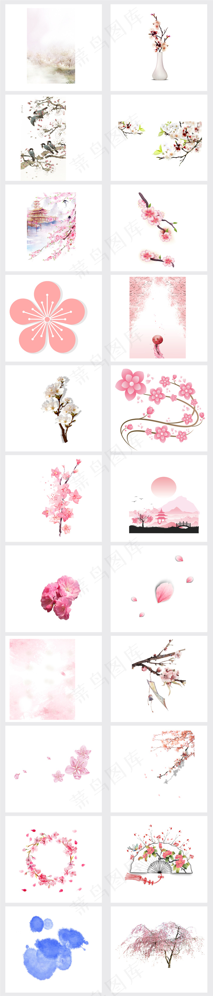 春天浪漫粉红色桃花梅花樱花花朵图片...(3821X17838(DPI:96))psd模版下载