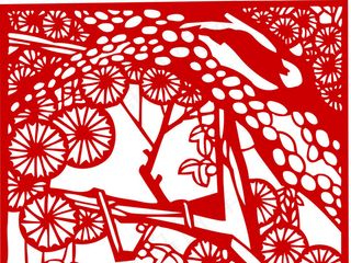 松鹤延年剪纸矢量图