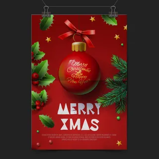 精致红色吊球节日贺卡矢量素材