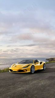 法拉力黄色跑车高清摄影图片