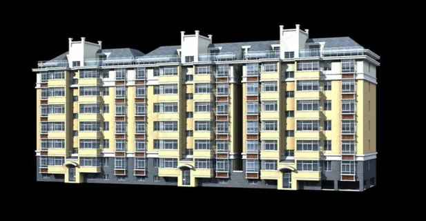 简约唯美风格住宅楼3d模型素材