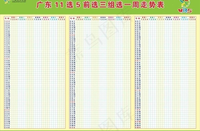 广东11选5一周走势图图片cdr矢量模版下载