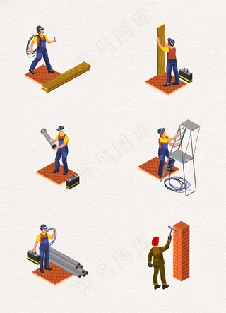 6款矢量工程师傅卡通素材