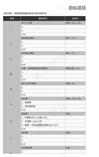 招标项目报价单