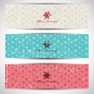 做旧效果雪花banner矢量素材