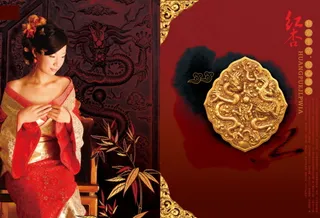 PSD红色古典美画册封面素材下载