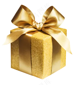 金色亮粉蝴蝶结礼盒装饰图案