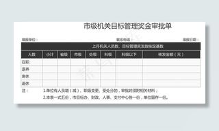 市级机关目标管理奖金审批单