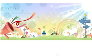 卡通春天梦幻背景喇叭