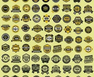 不同的出租车标签矢量