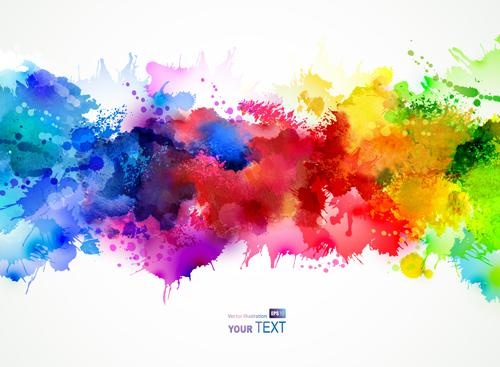 多色水彩溅背景插画矢量04