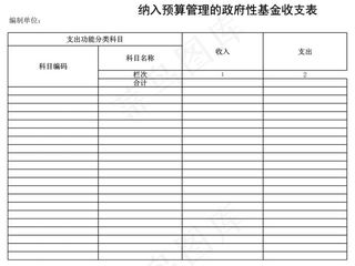 纳入预算管理的*性基金收支表