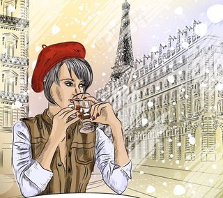 冬季喝咖啡美女图片