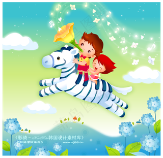 梦幻卡通儿童故事插画素材
