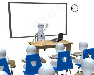上课的3D小人图片素材