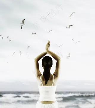瑜伽 有氧运动 运动 海边 海滩 ...