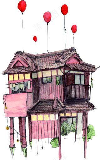 矢量手绘风格墙绘素材