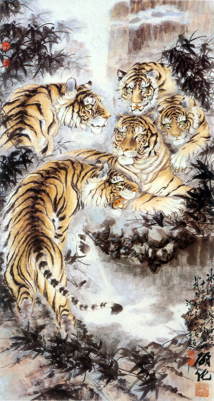 国画 上山虎图片