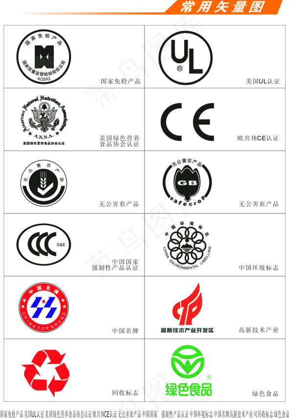 常用国家认证标志cdr矢量模版下载