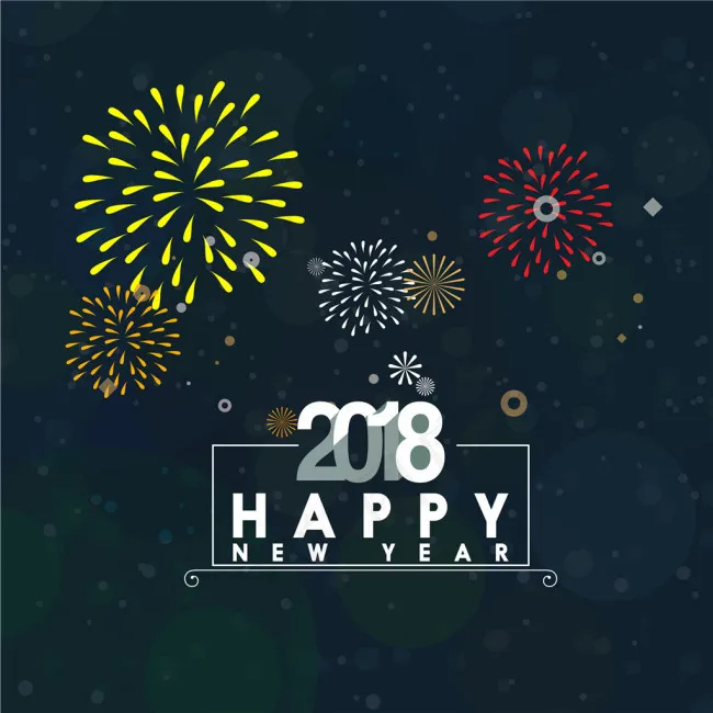 矢量烟花2018年新年海报ai矢量模版下载