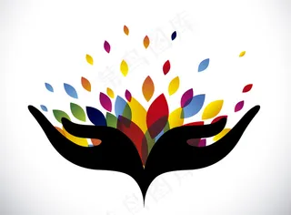 手托剪影时尚彩绘素材图标